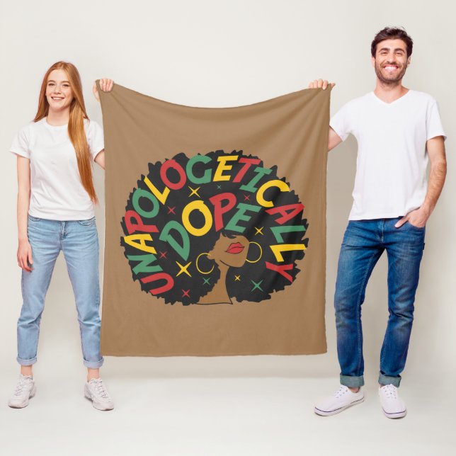 Unapologetically Dope Black Girl Afro  Fleece Blanket (In Situ)