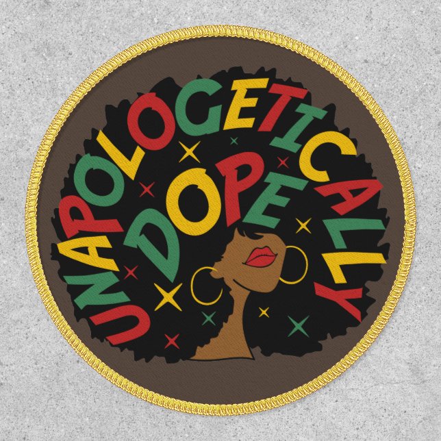 Unapologetically Dope Black Girl Afro Iron On Patch (Front)
