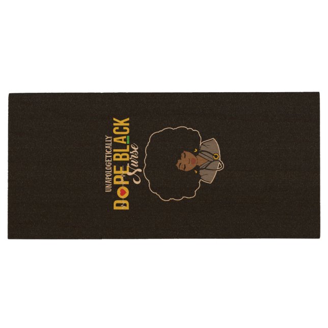 Unapologetically Dope Black Nurse Wood Flash Drive (Back)
