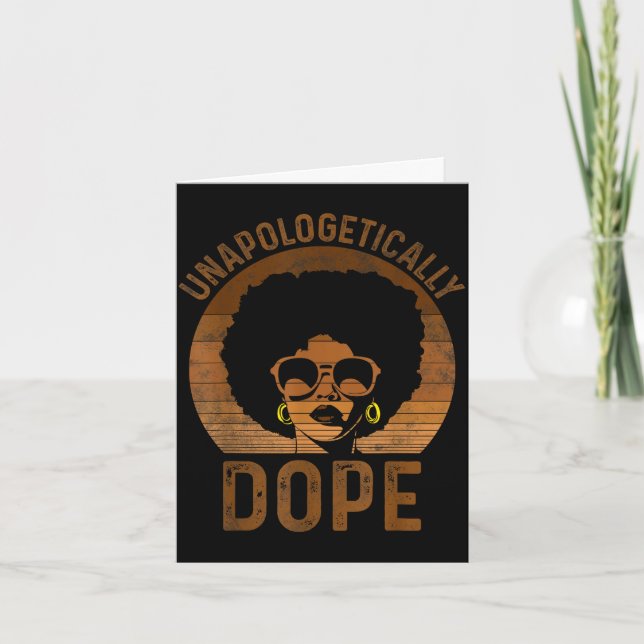 Unapologetically melanin afro queen black history card (Front)