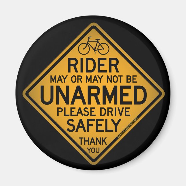 “UNARMED RIDER” Black Round Magnet (Front)