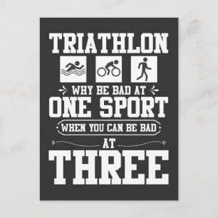 Unathletic Why Bad At One Sport Funny Triathlon Postcard