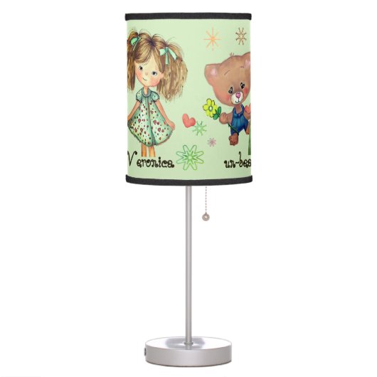 Unbearably Sweet Girl and Teddy Bear Table Lamp (Left)