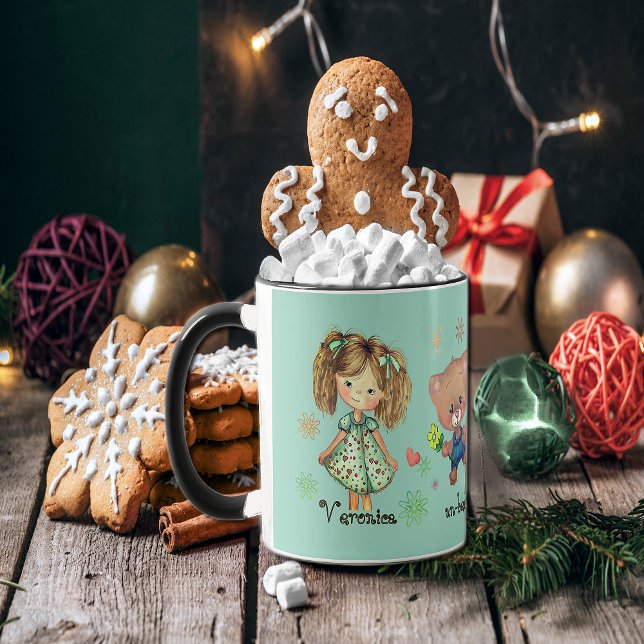 Unbearably Sweet Teddy Bear and a Girl Teal Mug (Unbearably Sweet Teddy Bear and a Girl Teal Mug)