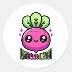 Unbeetable! Cute Beet Vegetable Pun Classic Round Sticker