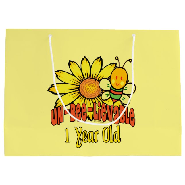 Unbelievable 1 Year Old - 1st Birthday Large Gift Bag (Back)