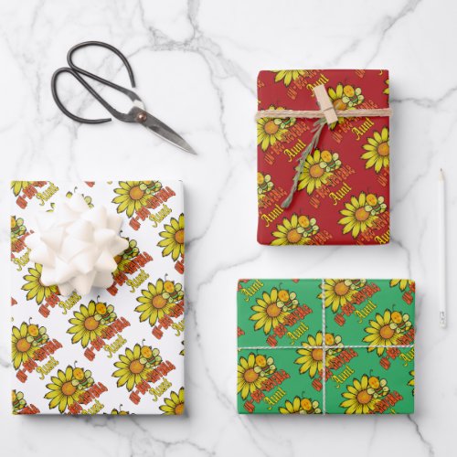 Unbelievable Aunt Sunflower and Bees Wrapping Paper Sheets