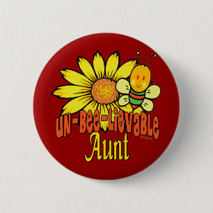 Unbelievable Aunt Sunflowers and Bees Button