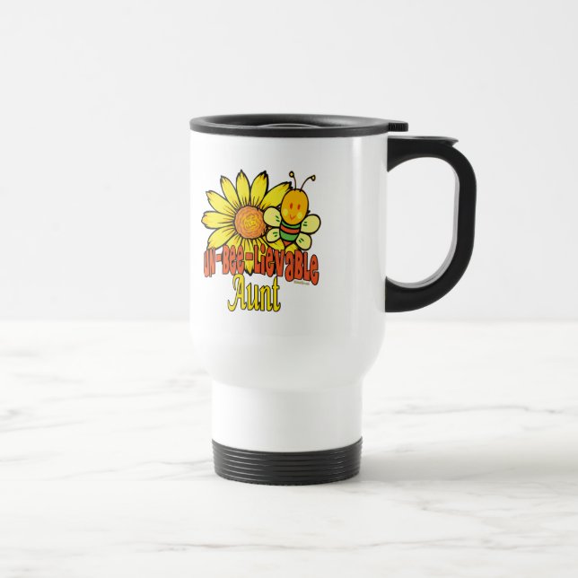 Unbelievable Aunt with Sunflowers and Bees Travel Mug (Right)