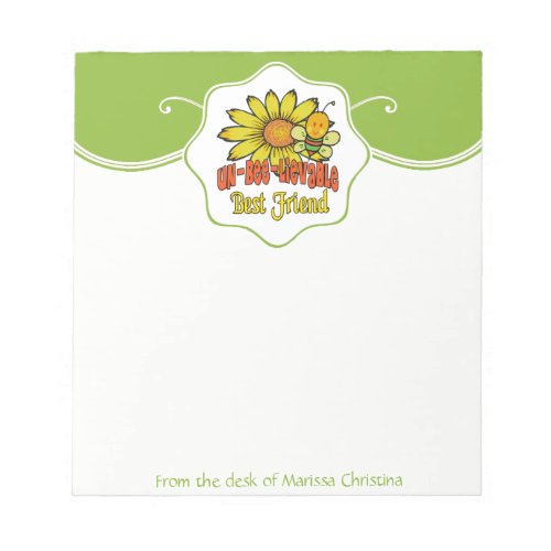 Unbelievable Best Friend Sunflowers and Bees Notepad