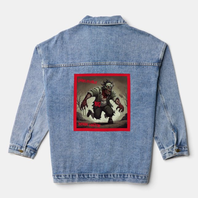 Unbelievable Big Demon Run Women's Custom Denim Ja Jacket (Back)