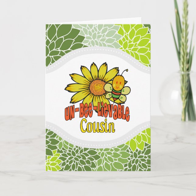 Unbelievable Cousin Sunflowers and Bees Card (Front)