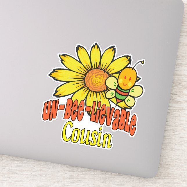 Unbelievable Cousin Sunflowers and Bees Sticker (Detail)