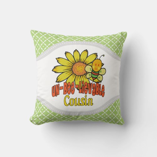 Unbelievable Cousin Sunflowers and Bees Throw Pillow