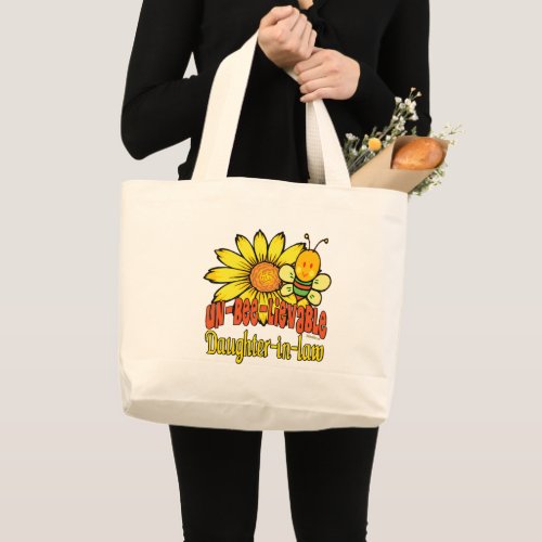 Unbelievable Daughter In Law Sunflowers and Bees Large Tote Bag