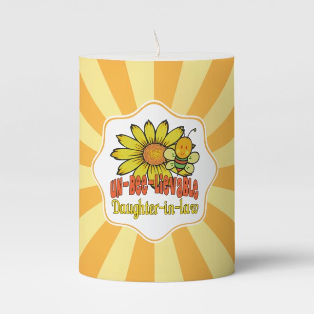 Unbelievable Daughter-in-law Sunflowers and Bees Pillar Candle (Front)