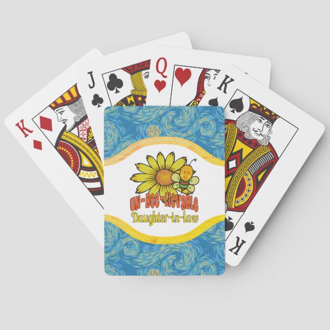 Unbelievable Daughter-in-law Sunflowers and Bees Poker Cards (Back)