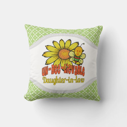 Unbelievable Daughter_in_law Sunflowers and Bees Throw Pillow