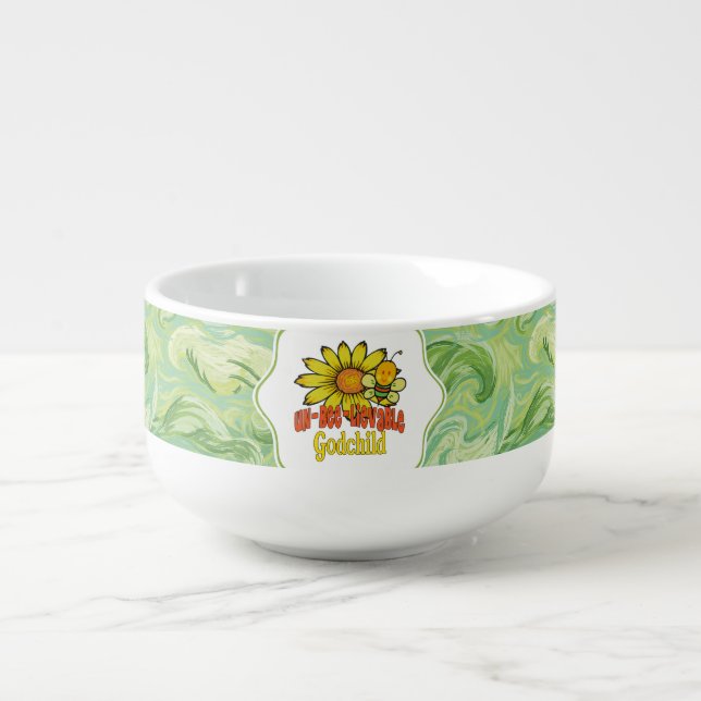Unbelievable Godchild Sunflowers and Bees Soup Mug (Front)