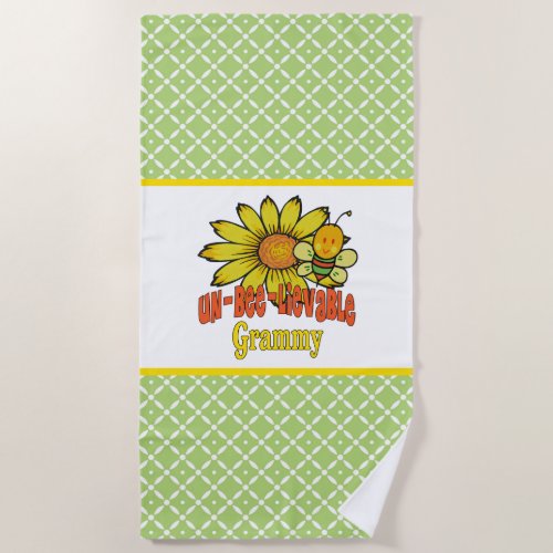 Unbelievable Grammy Sunflowers and Bees Beach Towel