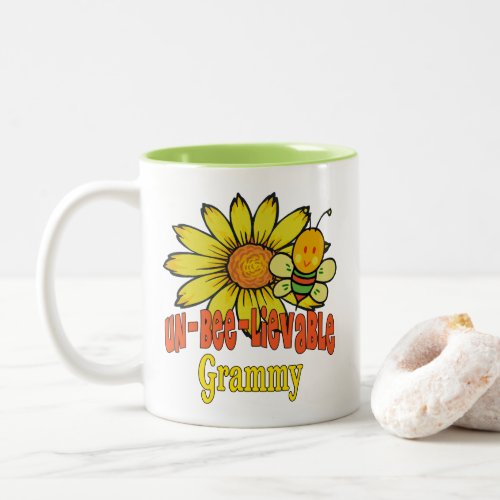 Unbelievable Grammy Sunflowers and Bees Two_Tone Coffee Mug