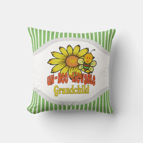 Unbelievable Grandchild Sunflowers and Bees Throw Pillow