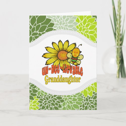 Unbelievable Granddaughter Sunflowers and Bees Card