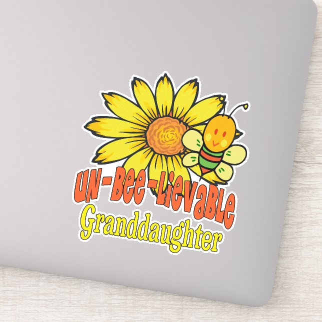 Unbelievable Granddaughter Sunflowers and Bees Sticker (Detail)