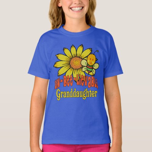 Unbelievable Granddaughter Sunflowers and Bees T_Shirt