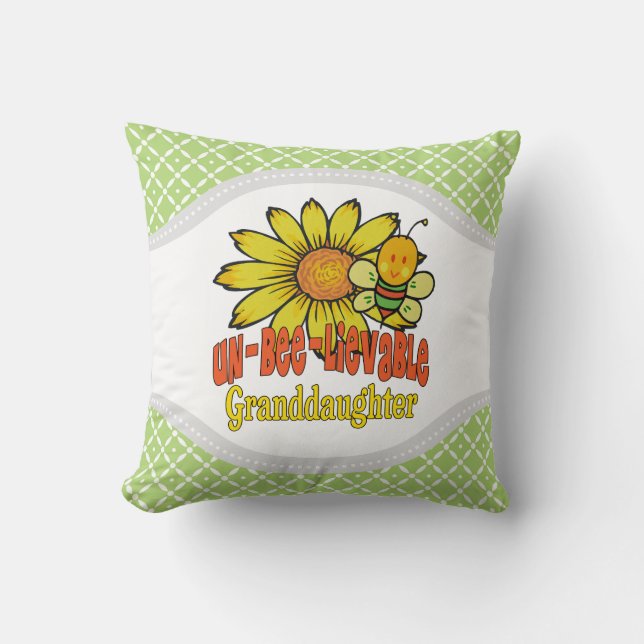 Unbelievable Granddaughter Sunflowers and Bees Throw Pillow (Front)