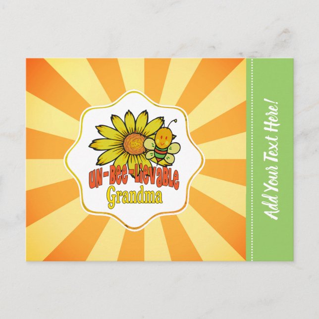 Unbelievable Grandma Sunflowers and Bees Postcard (Front)
