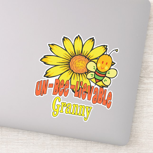 Unbelievable Granny Sunflowers and Bees Sticker (Detail)