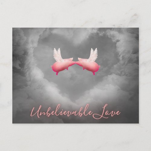 Unbelievable Love_Flying Pigs Kiss Postcard