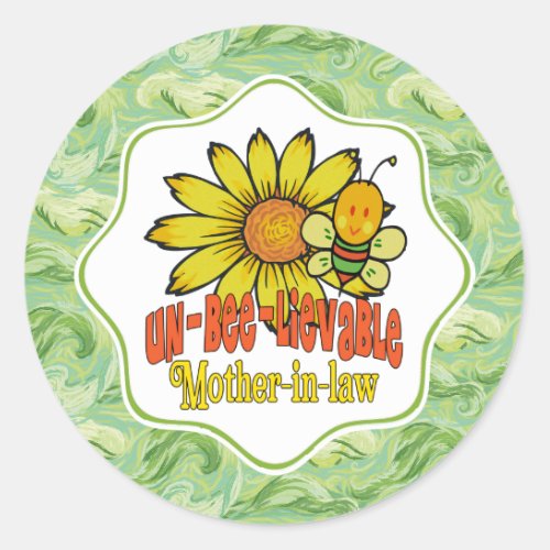 Unbelievable Mother_in_law Sunflowers Classic Round Sticker