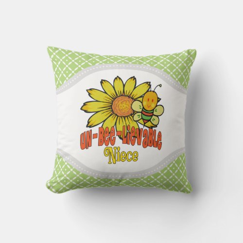 Unbelievable Niece Sunflowers and Bees Throw Pillow