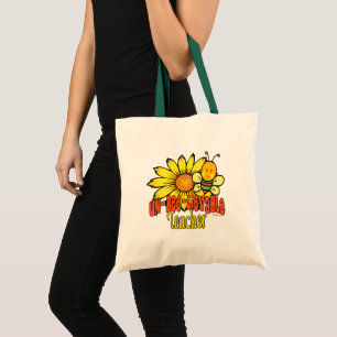 Unbelievable Teacher with Sunflowers and Bees Tote Bag