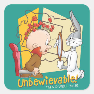 "Unbewievable" Barber BUGS BUNNY™ & Elmer Fudd Square Sticker