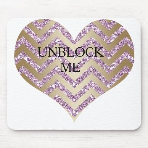Unblock me heart valentines day glitter mouse pad