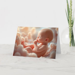 Unborn Baby In Pink Clouds Card