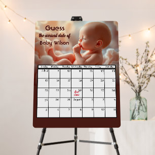 Unborn Baby In Pink Clouds for Baby Shower Foam Board