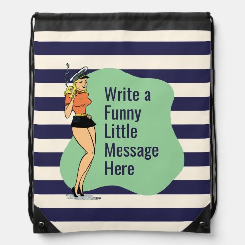 Unbothered Attitude A Retro Chic Pinup Drawstring Bag