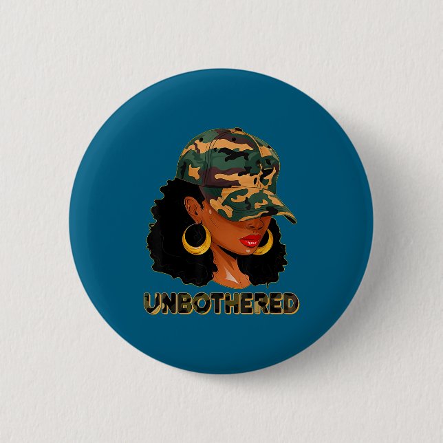 Unbothered Black Woman Melanin African Black Histo Button (Front)