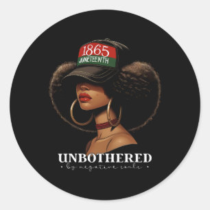 Unbothered By Negative Souls Afro Black Girl Ameri Classic Round Sticker
