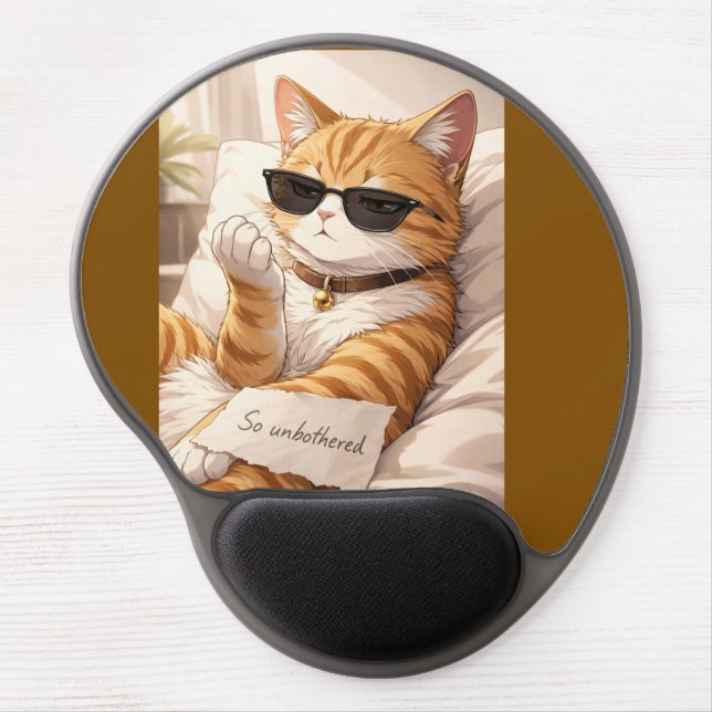 Unbothered Cat Gel Mousepad – Chill Cat for Desk (Front)