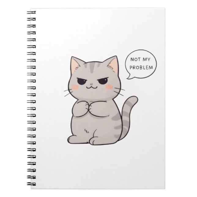 Unbothered Cat "Not My Problem" Funny Design Notebook (Front)