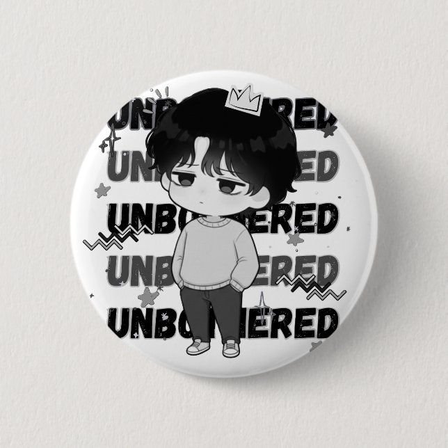 Unbothered Crown Relatable Chibi Graphic Illustrat Button (Front)