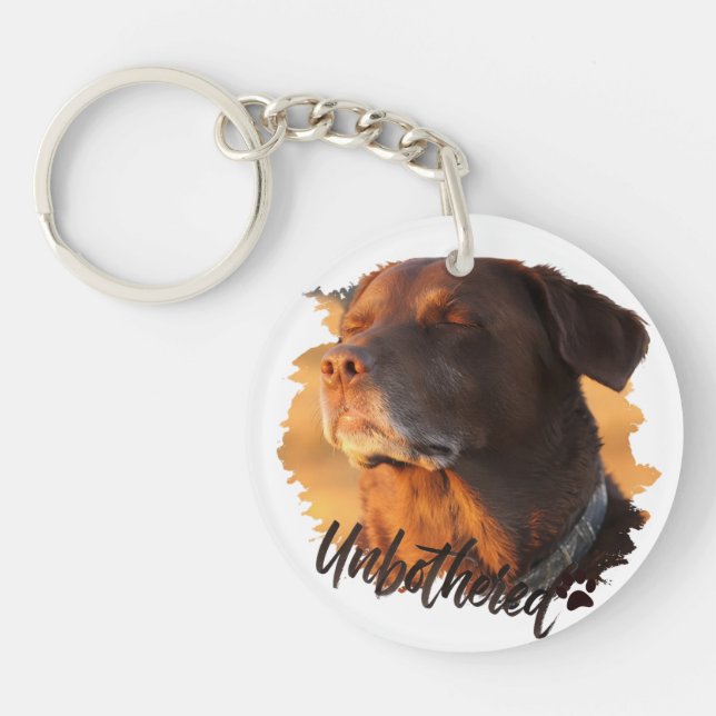 Unbothered Golden Hour Dog – Premium Minimalist  Keychain (Front)