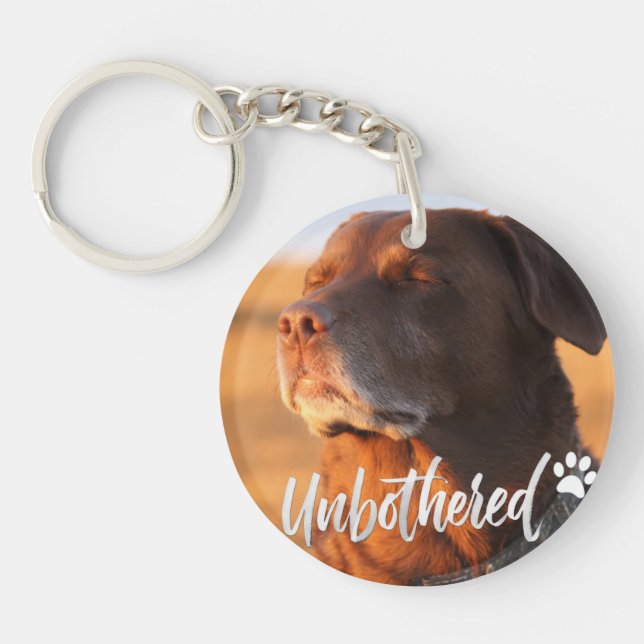 Unbothered Golden Hour Dog – Premium Minimalist  Keychain (Front)