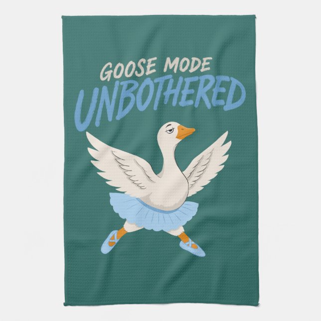 Unbothered Goose Mode Funny Ballet Goose Kitchen Towel (Vertical)