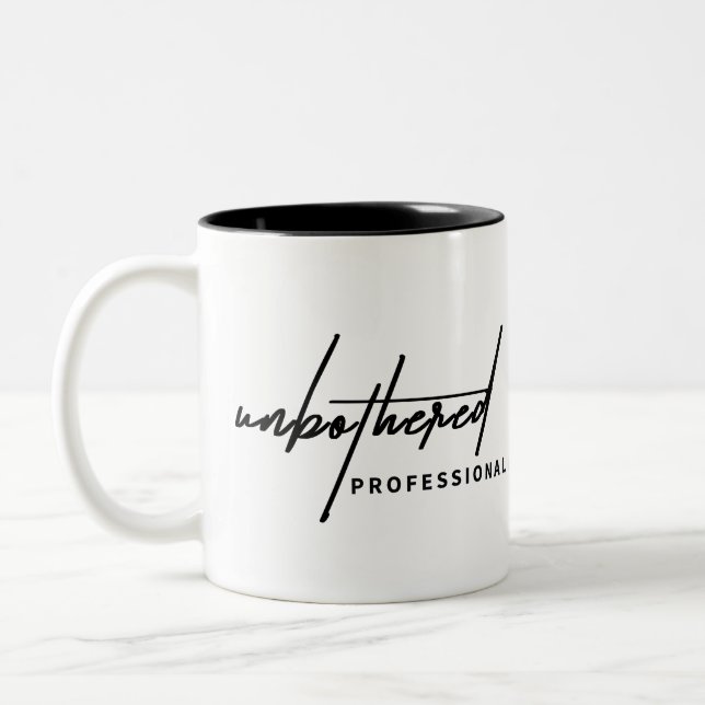 Unbothered Professionally” Two-Tone Coffee Mug (Left)